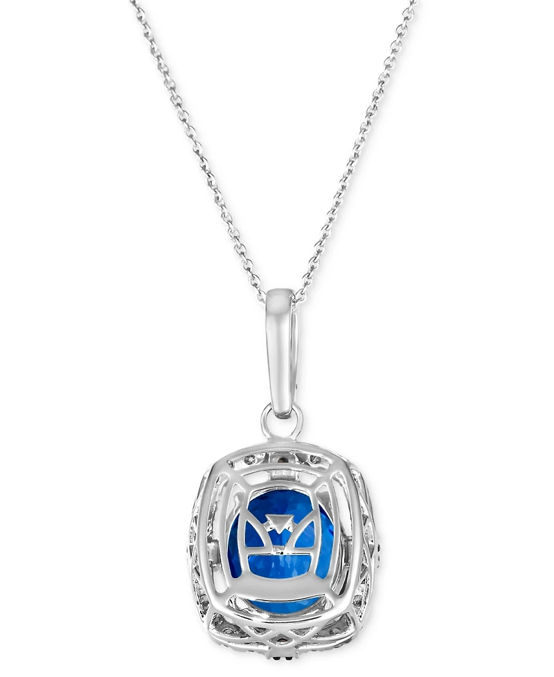 Le Vian Blueberry Tanzanite (4-1/2 ct. t.w.) & Diamond (1/2 ct. t.w.) Halo Pendant Necklace in 14k White Gold, 18" + 2" extender