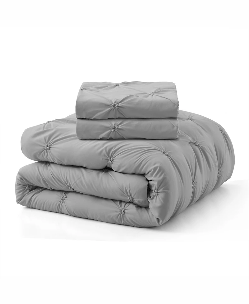 Unikome 3 Piece Pinch Pleated Down Alternative Comforter Set