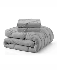 Unikome 3 Piece Pinch Pleated Down Alternative Comforter Set