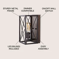 Jonathan Y Norris X Frame Farmhouse Rustic Iron Led Sconce