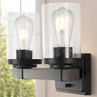 Jonathan Y Bungalow Iron/Seeded Glass Rustic Farmhouse Led Vanity Light
