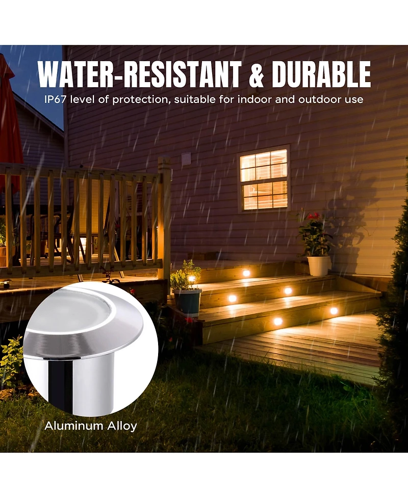 15pcs Led Deck Light Garden Mall Stair Yard Landscape Warm White Lamp Waterproof
