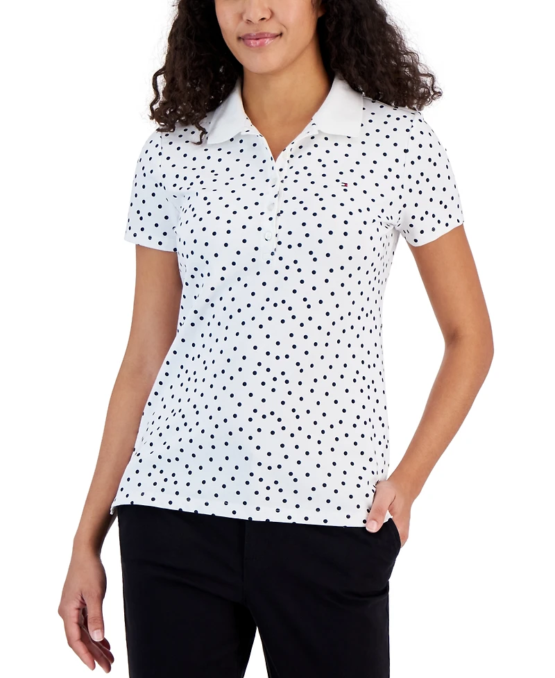 Tommy Hilfiger Women's Printed Quarter-Button Polo Top