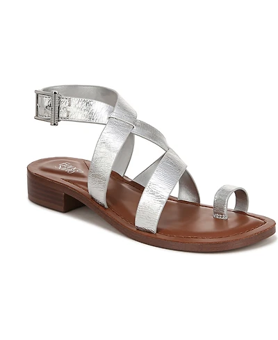 Franco Sarto Women's Ina Toe Loop Ankle Strap Stacked Heel Sandals