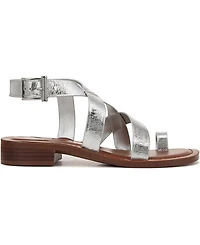 Franco Sarto Women's Ina Toe Loop Ankle Strap Stacked Heel Sandals