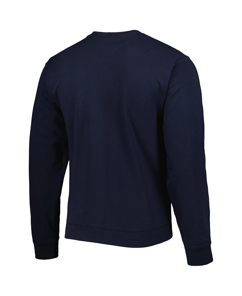 Men's League Collegiate Wear Navy Distressed West Virginia Mountaineers 1965 Arch Essential Lightweight Pullover Sweatshirt