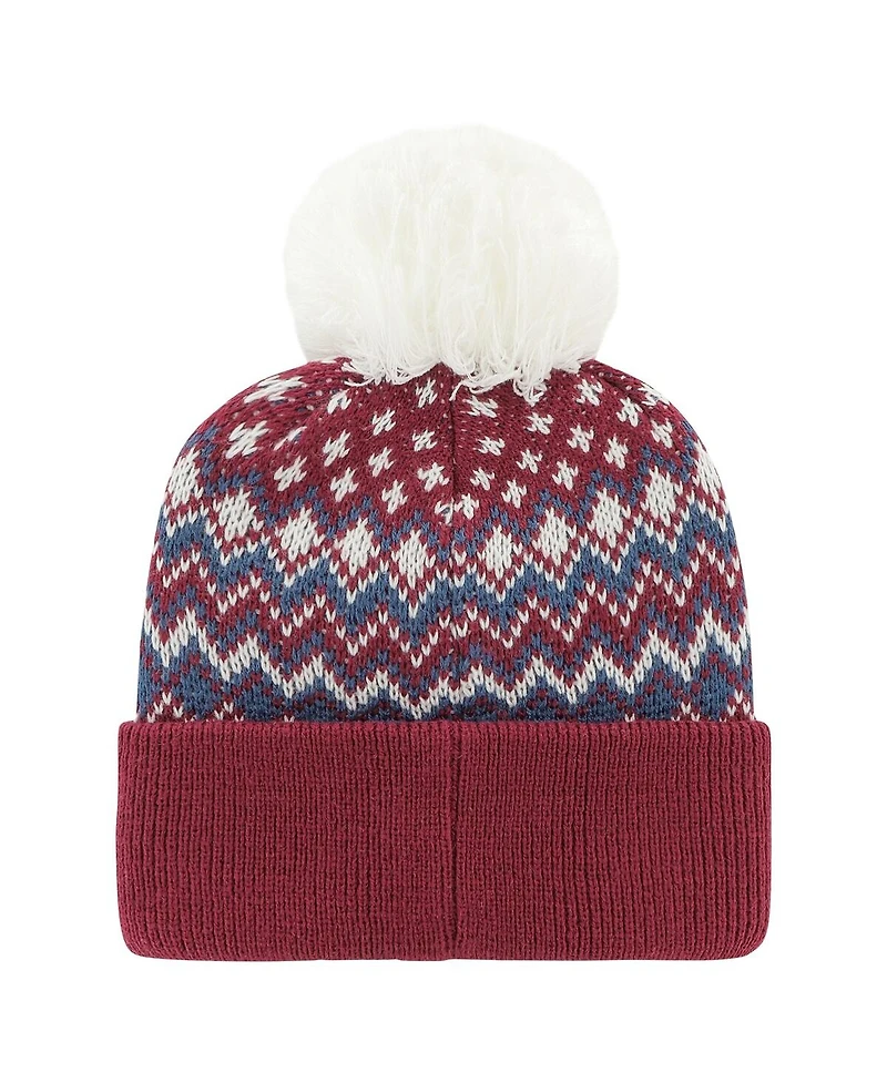 Women's '47 Brand Burgundy Colorado Avalanche Elsa Cuffed Knit Hat with Pom