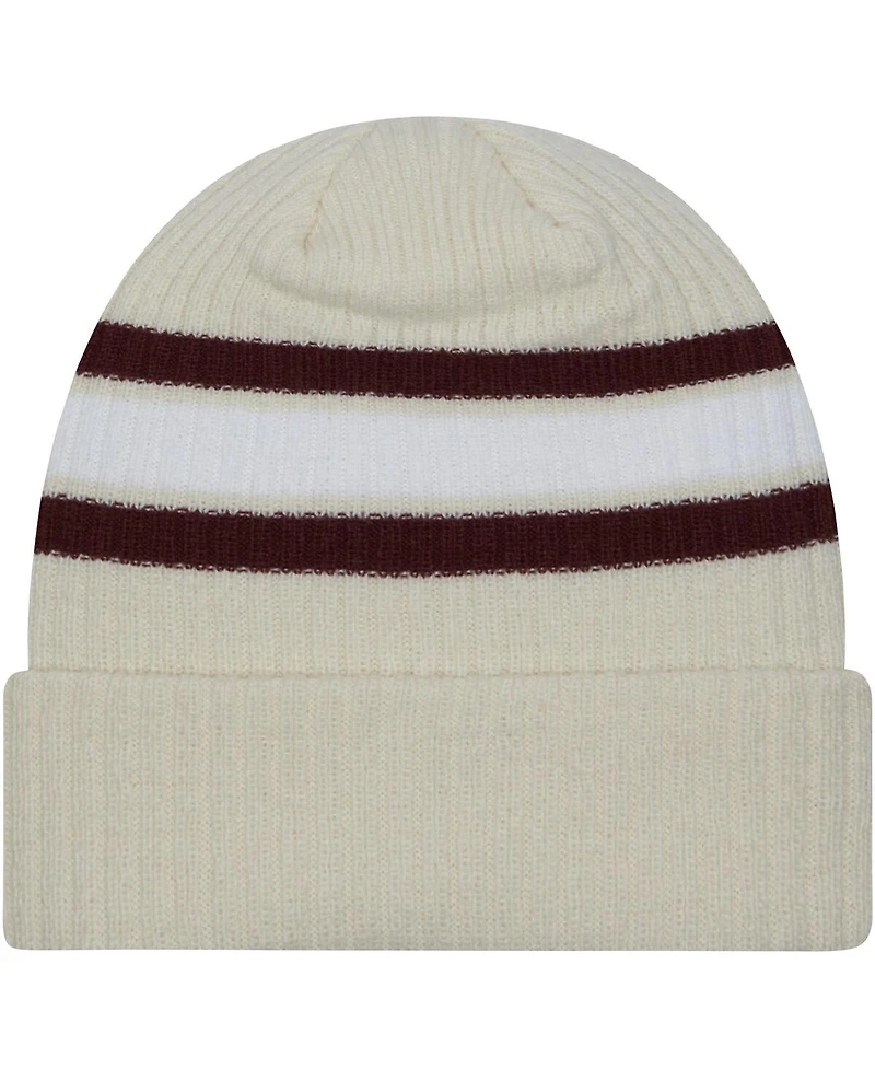 Men's New Era Cream Distressed Mississippi State Bulldogs Vintage-Like Cuffed Knit Hat