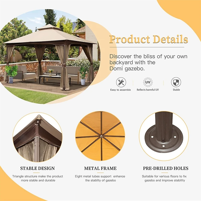 Streamdale 10'x13' Outdoor Gazebo with Mosquito Netting