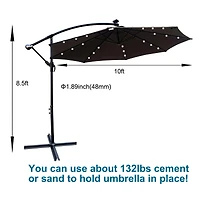 Streamdale 10ft Solar Led Patio Umbrella, Sun Shade, Waterproof