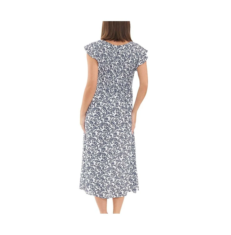 Ripe Maternity Joyce Floral Shirred Dress White/Navy