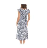 Ripe Maternity Joyce Floral Shirred Dress White/Navy