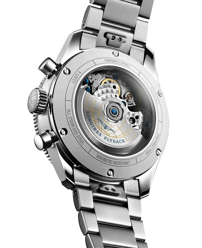 Longines Men's Swiss Automatic Chronograph Spirit Flyback Stainless Steel Bracelet Watch 42mm