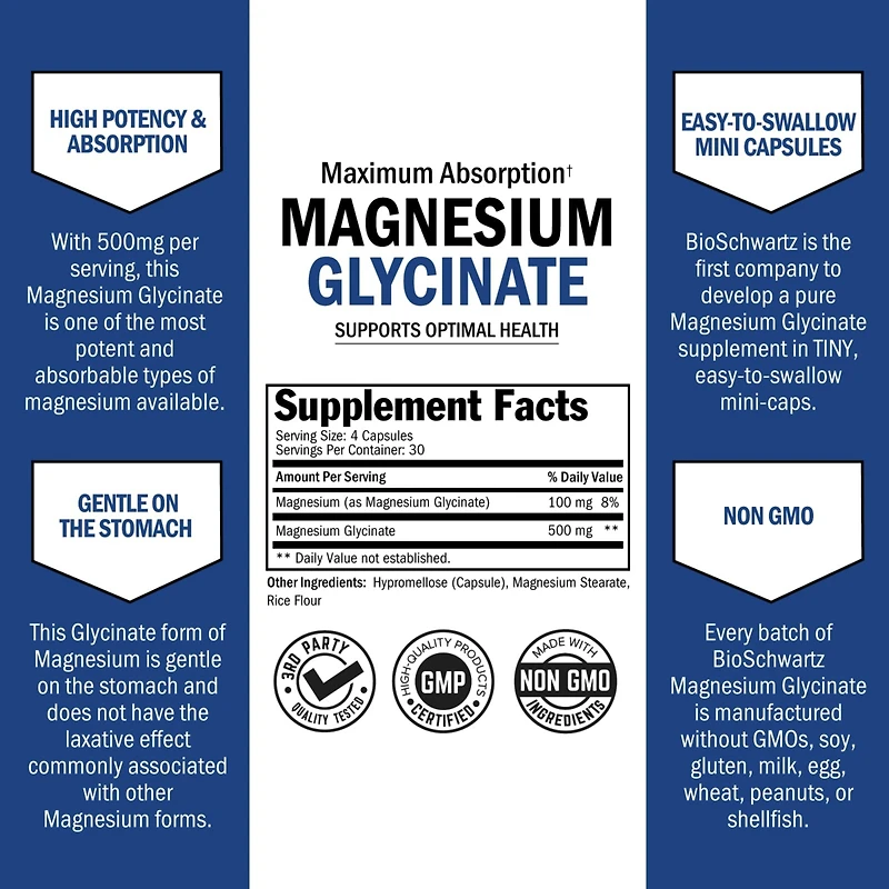 Magnesium Glycinate 500mg, 120ct
