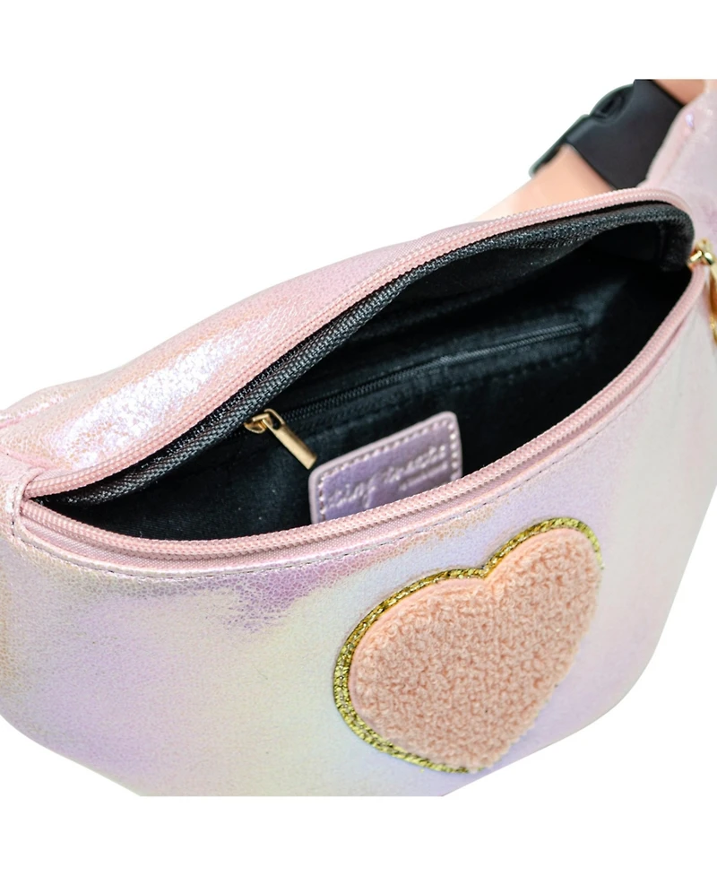 Girl's Shiny Heart Patch Sling Bag