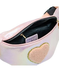 Girl's Shiny Heart Patch Sling Bag