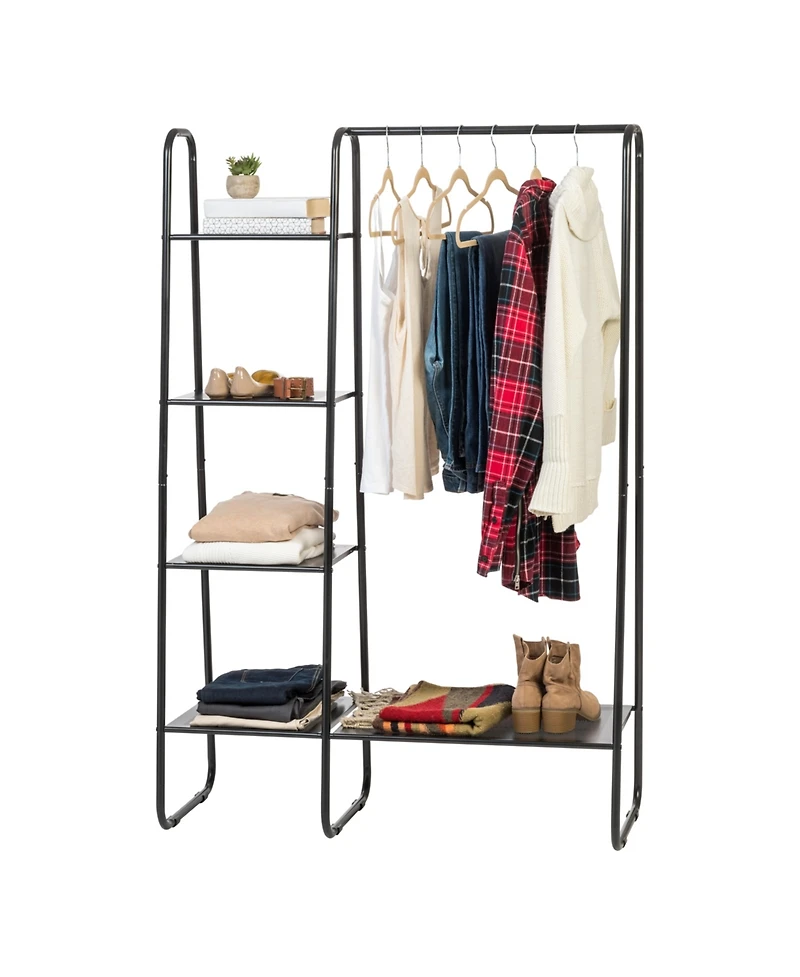 Iris Usa Clothes Rack with 4 Metal Shelves, Freestanding Clothing Racks for Hanging Clothes, Easy to Assemble, Standing Metal Sturdy Garment and Acces