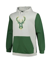 Men's Fanatics Hunter Green, Silver Milwaukee Bucks Big and Tall Primary Arctic Pullover Hoodie