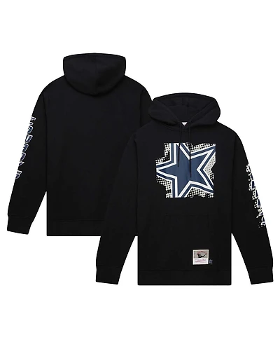 Men's Mitchell & Ness Black Dallas Cowboys Gridiron Classics Big Face 7.0 Pullover Hoodie