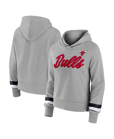Women's Fanatics Heather Gray Chicago Bulls Halftime Pullover Hoodie