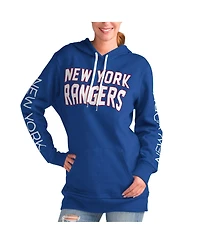 Women's G-iii 4Her by Carl Banks Blue New York Rangers Overtime Pullover Hoodie