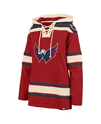 Women's '47 Brand Red Washington Capitals Superior Lacer Pullover Hoodie
