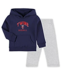 Toddler Boys and Girls Navy, Gray Minnesota Twins Play-By-Play Pullover Fleece Hoodie Pants Set