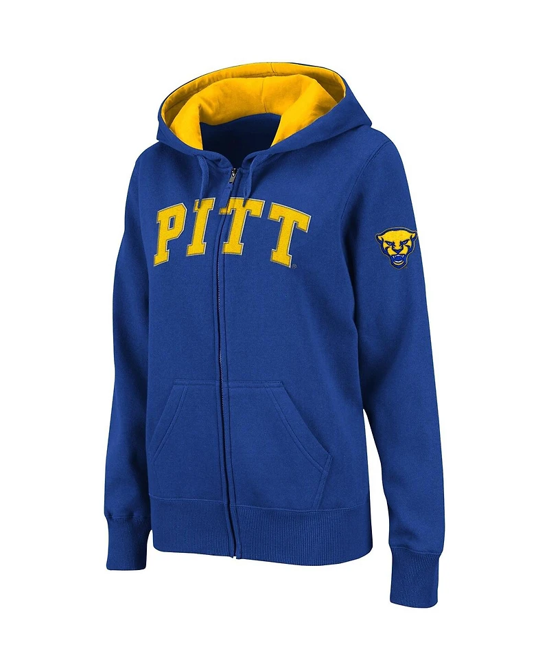 Women's Colosseum Royal Pitt Panthers Arched Name Full-Zip Hoodie