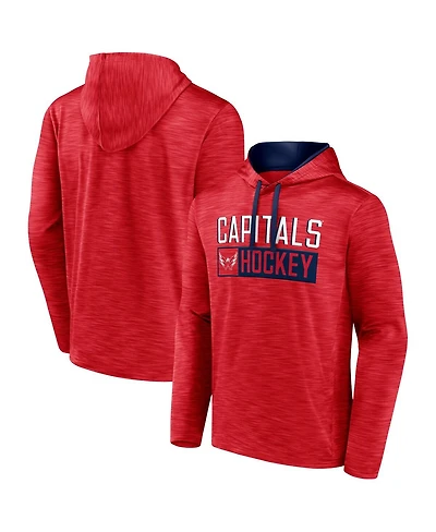 Men's Fanatics Heather Red Washington Capitals Close Shave Pullover Hoodie