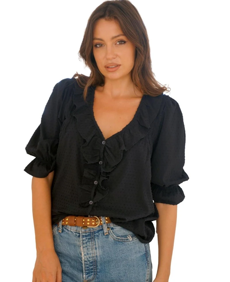 Paneros Clothing Women's Cotton Chloe Shirt Navy
