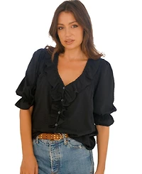Paneros Clothing Women's Cotton Chloe Shirt Navy