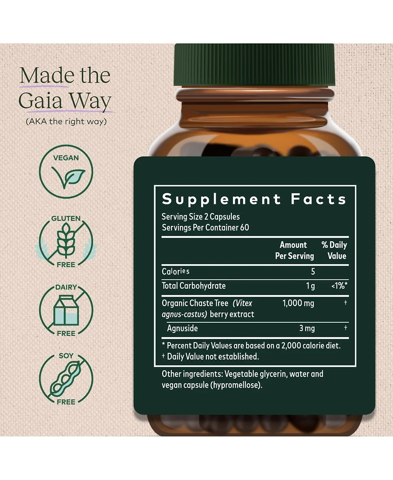 Gaia Herbs Vitex Berry (Chaste Tree) - Supports Hormone Balance & Fertility for Women