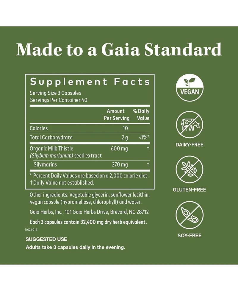 Gaia Herbs Milk Thistle Seed - Liver Supplement & Cleanse Support for Maintaining Healthy Liver Function - With Milk Thistle Seed Extract