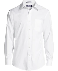 Lands' End Men's Traditional Fit Solid No Iron Supima Pinpoint Straight Collar Dress Shirt