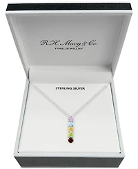 Multi-Gemstone Linear 18" Pendant Necklace (1-1/4 ct. t.w.) in Sterling Silver