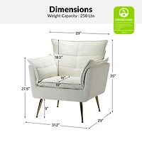 Velvet Accent Chair with Gold Legs for Living Room Bedroom