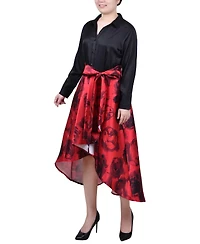 Ny Collection Petite Satin and Mikado High Low Dress