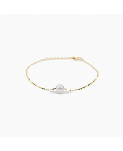 Sterling Silver 18k Gold Plated Abby Single Cultured Pearl Bracelet