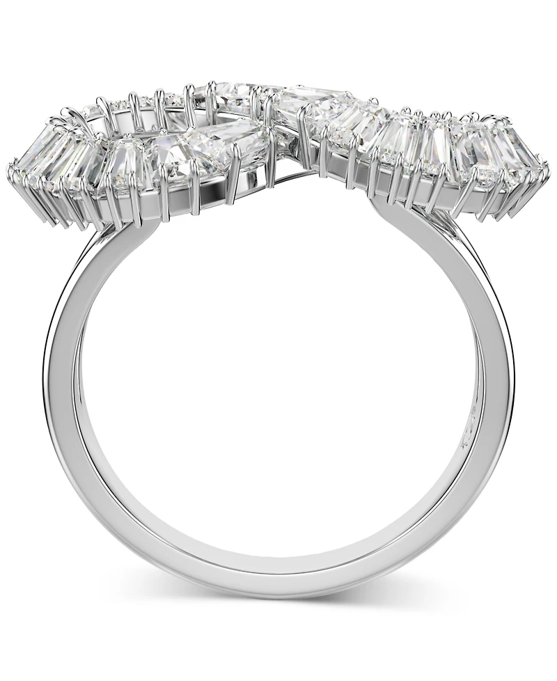 Swarovski Rhodium-Plated Baguette Crystal Infinity Statement Ring