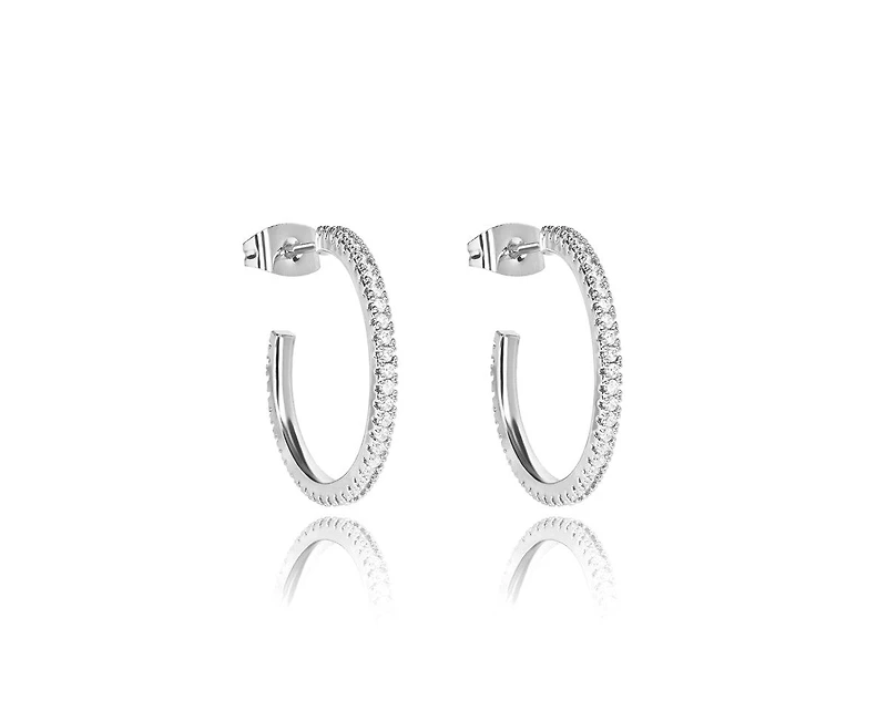 Silver Cubic Zirconia Hoop Earrings
