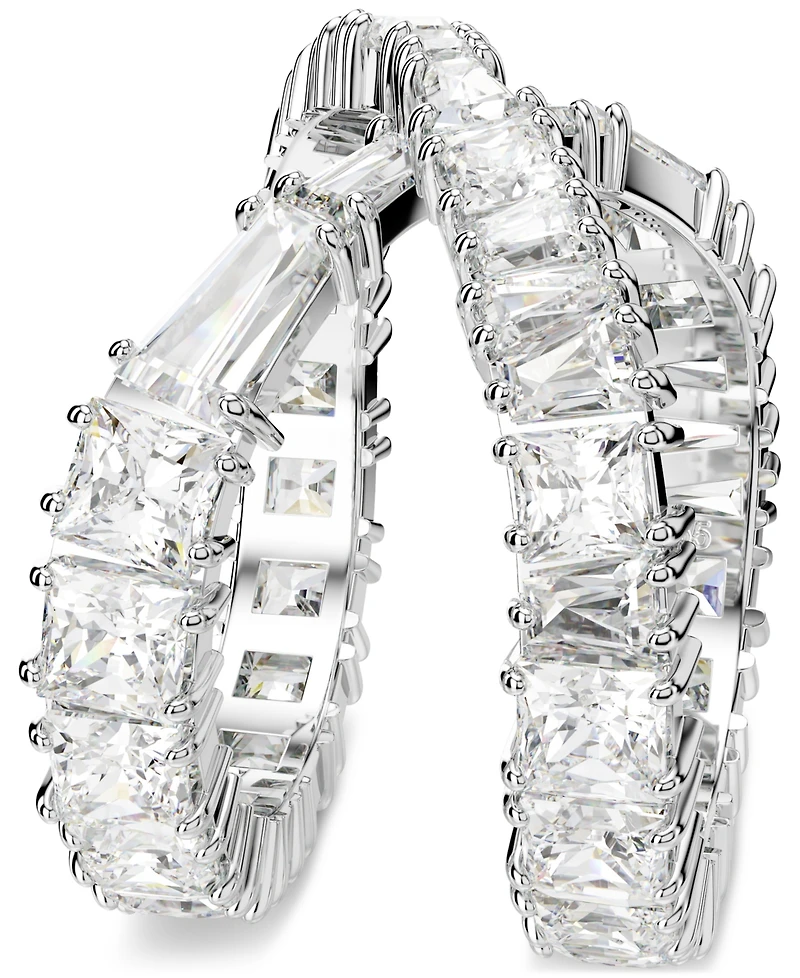 Swarovski Rhodium-Plated Square Crystal Infinity Ring