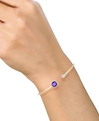 Amethyst (1-3/8 ct. t.w.) & Diamond (1/10 ct. t.w.) Wire Cuff Bangle Bracelet in 10k Gold (Also in Blue Topaz)