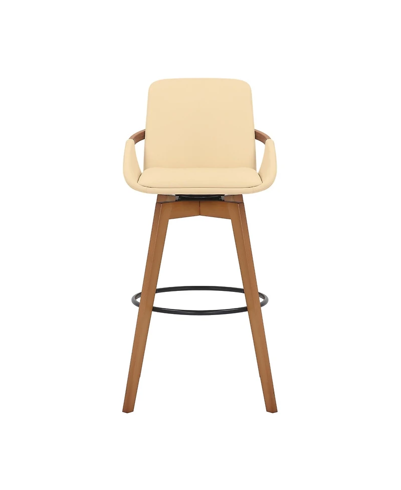 Baylor Swivel Wood Bar or Counter Stool Faux Leather