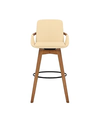 Baylor Swivel Wood Bar or Counter Stool Faux Leather