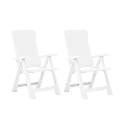 Patio Reclining Chairs 2 pcs Plastic White