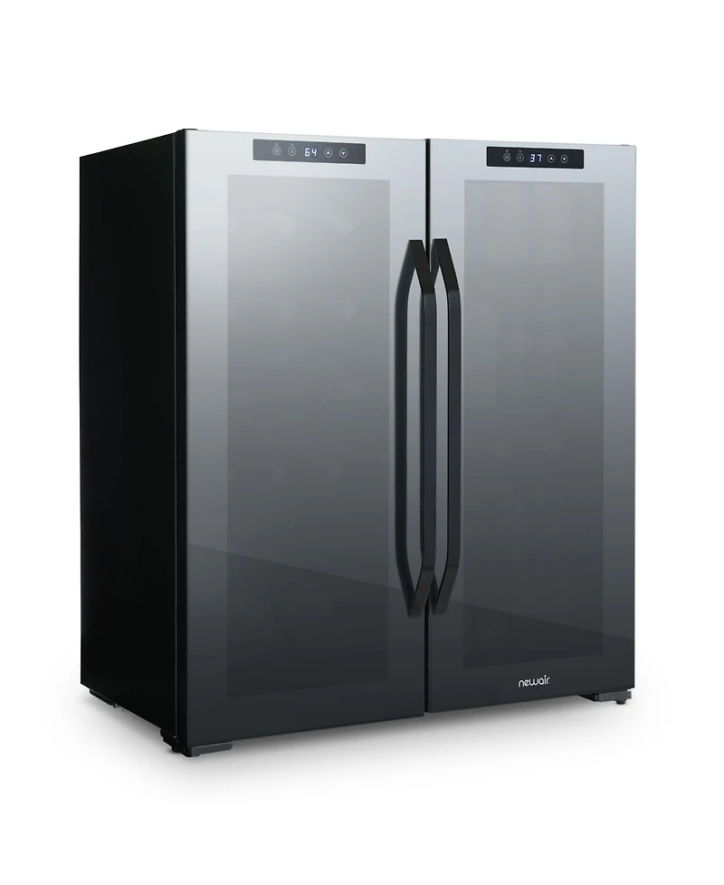 Newair Shadow Series Wine Cooler Refrigerator 18 Bottles & 59 Cans Dual Temperature Zones in Black
