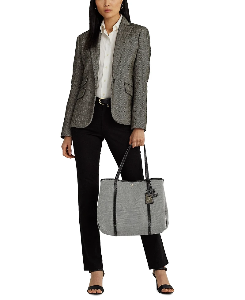 Lauren Ralph Emerie Canvas and Leather Extra Large Tote