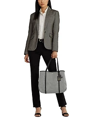 Lauren Ralph Emerie Canvas and Leather Extra Large Tote