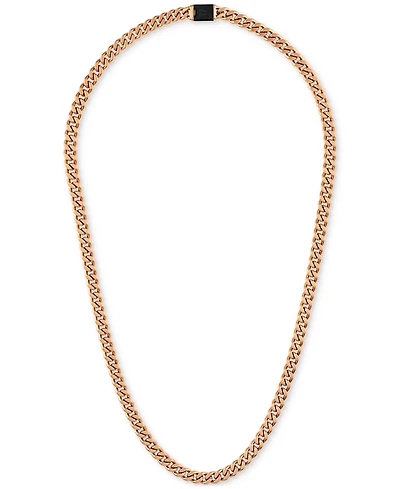 Bulova Black & Rose Gold-Tone Ip Stainless Steel Link 22" Necklace