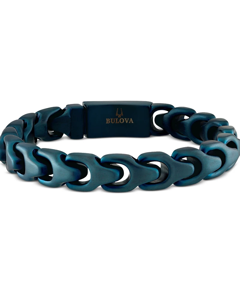 Bulova Blue-Tone Ip Stainless Steel Link Bracelet